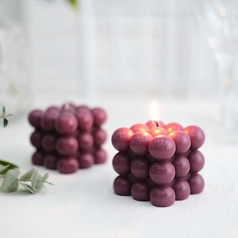 2 Unscented Paraffin Wax Candles Bubble Cube Wedding Centerpieces