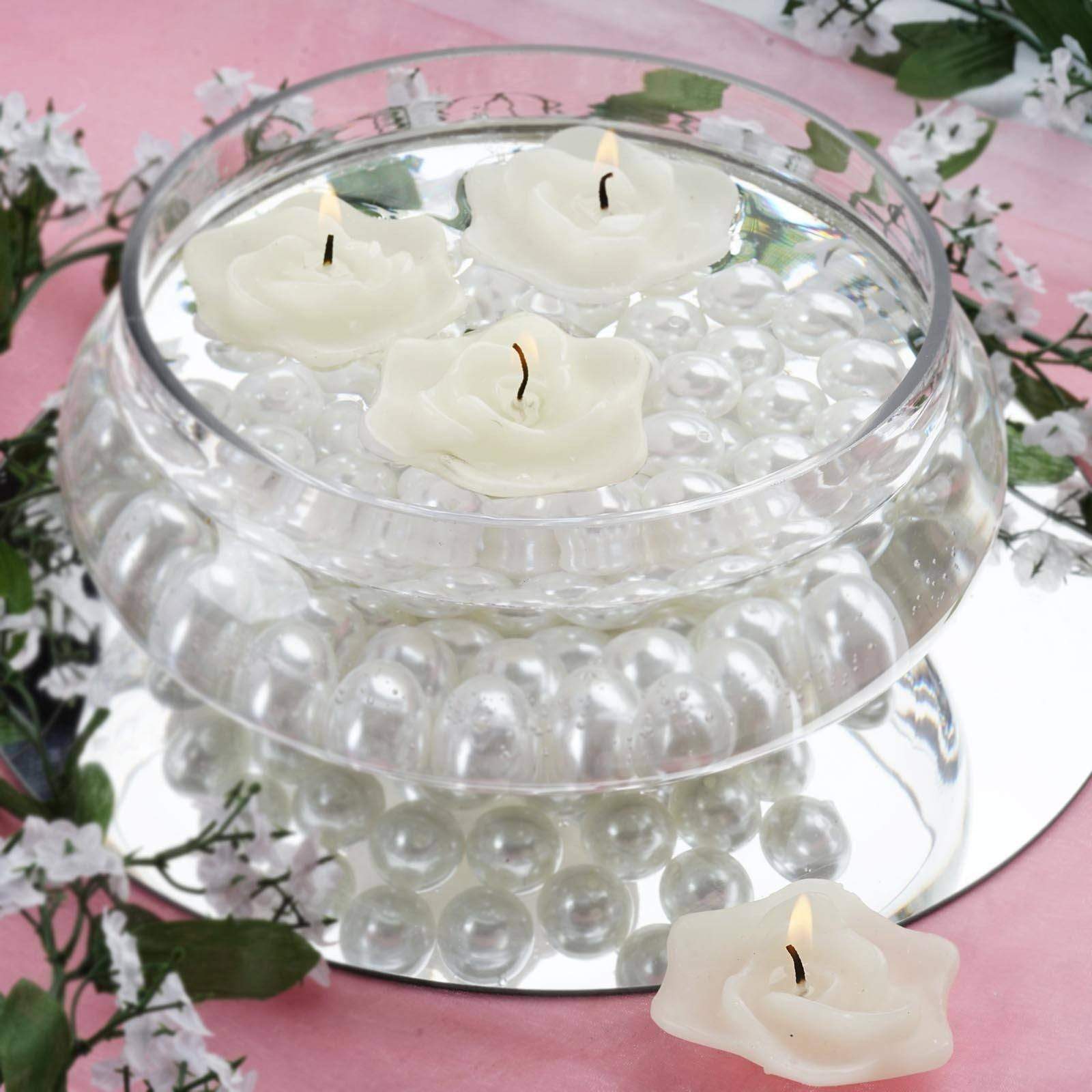 4 Wedding Roses Flowers Floating Candles Centerpieces