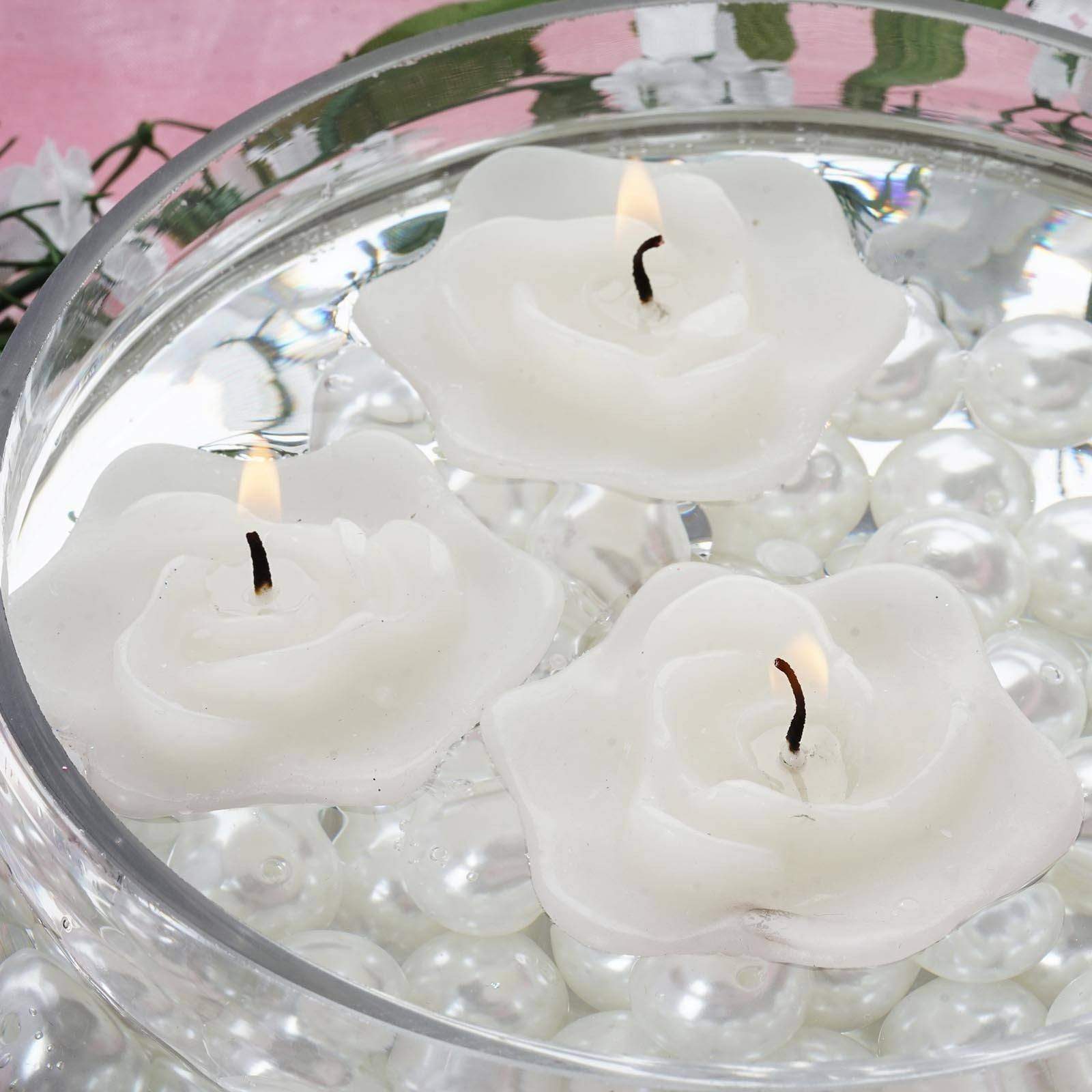 4 Wedding Roses Flowers Floating Candles Centerpieces