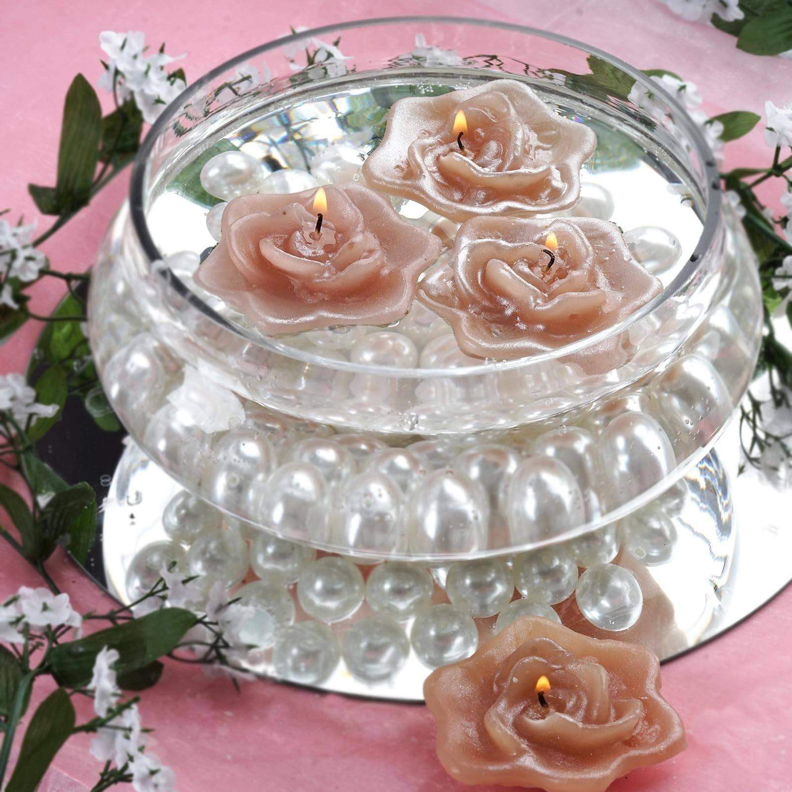 4 Wedding Roses Flowers Floating Candles Centerpieces