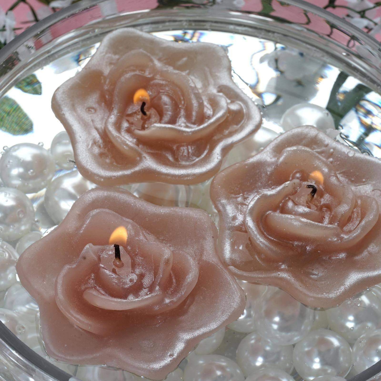 4 Wedding Roses Flowers Floating Candles Centerpieces