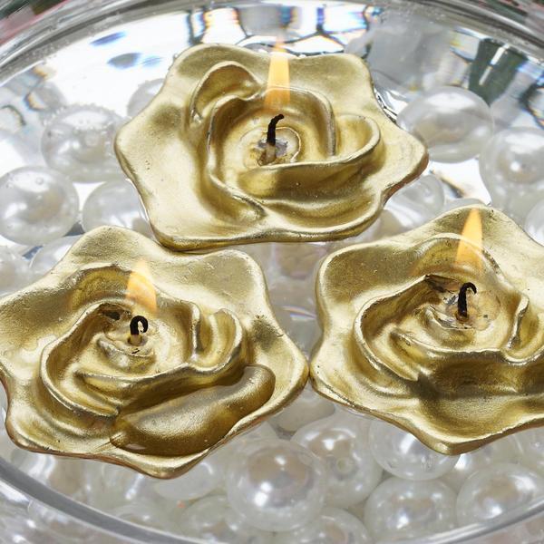 4 Wedding Roses Flowers Floating Candles Centerpieces