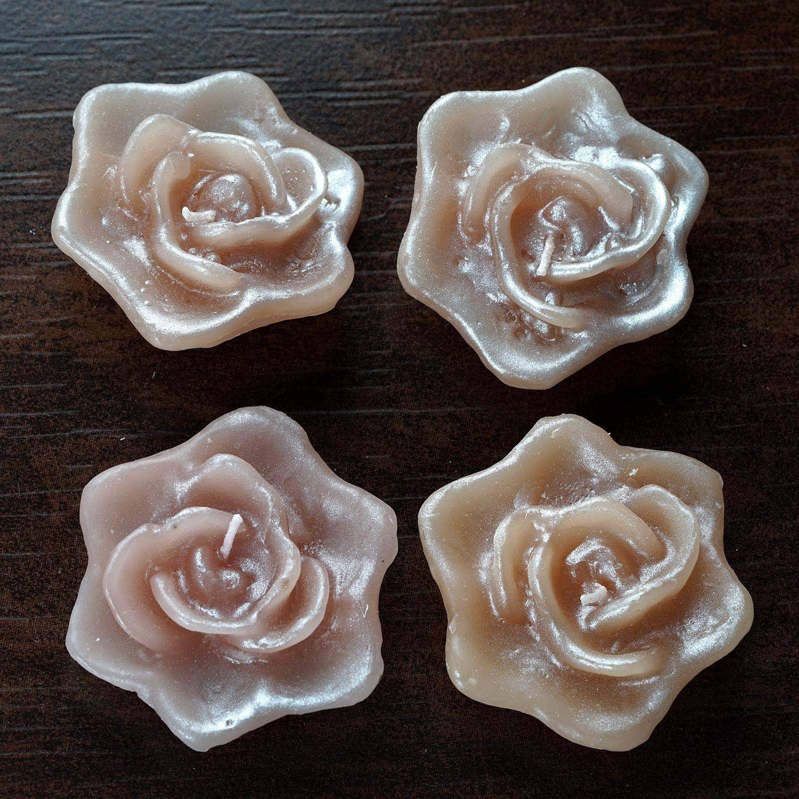 4 Wedding Roses Flowers Floating Candles Centerpieces