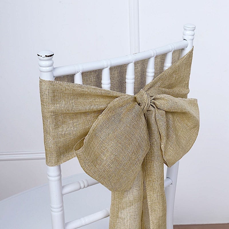 5 pcs 6x108 in Faux Burlap Chair Sashes