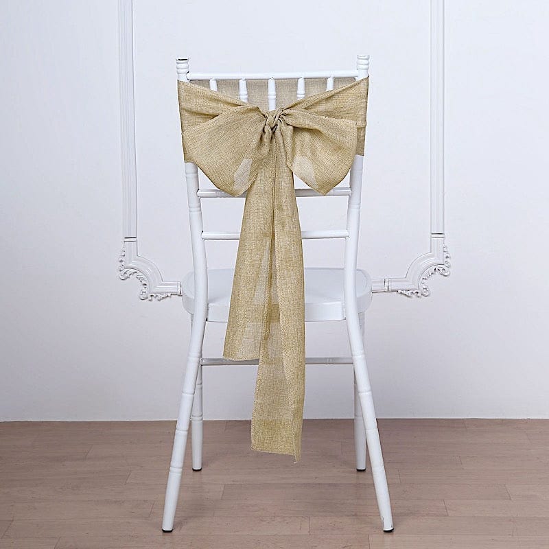 5 pcs 6x108 in Faux Burlap Chair Sashes