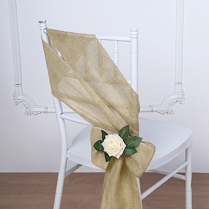 5 pcs 6x108 in Faux Burlap Chair Sashes