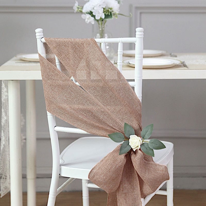 5 pcs 6x108 in Faux Burlap Chair Sashes
