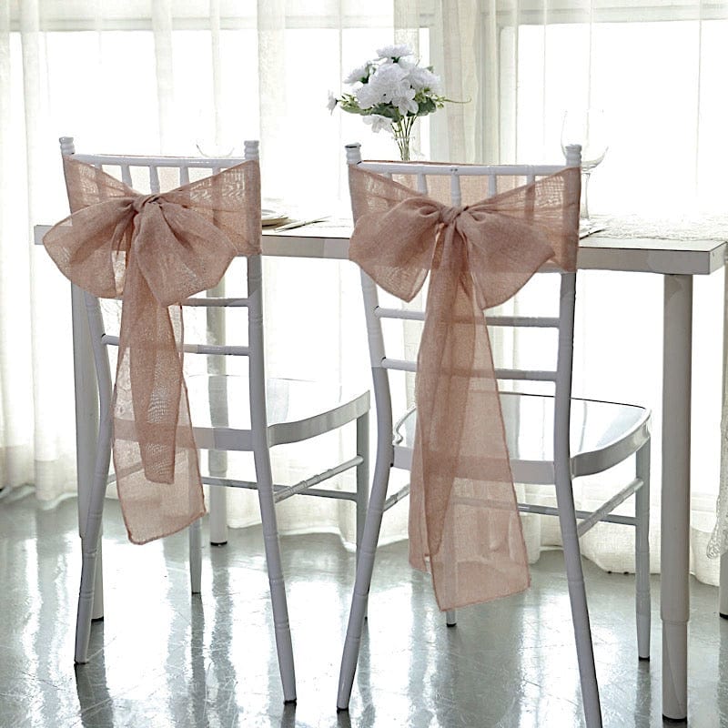 5 pcs 6x108 in Faux Burlap Chair Sashes