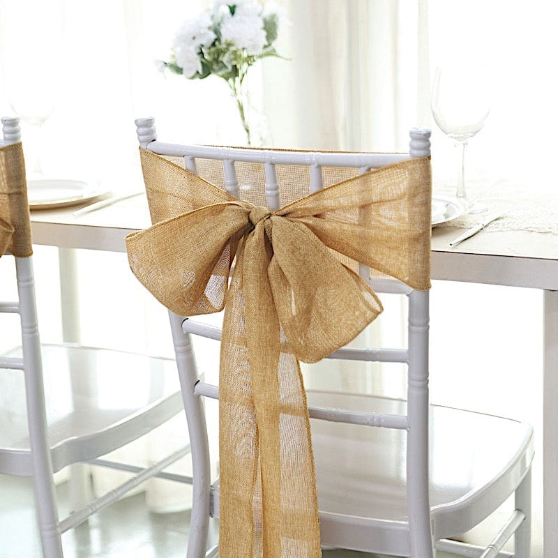 5 pcs 6x108 in Faux Burlap Chair Sashes