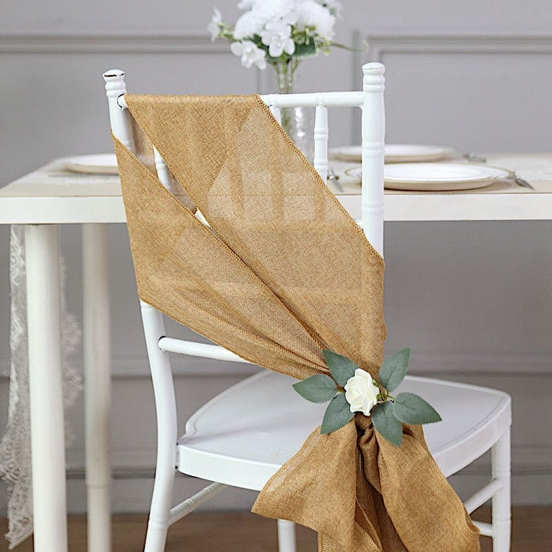 5 pcs 6x108 in Faux Burlap Chair Sashes