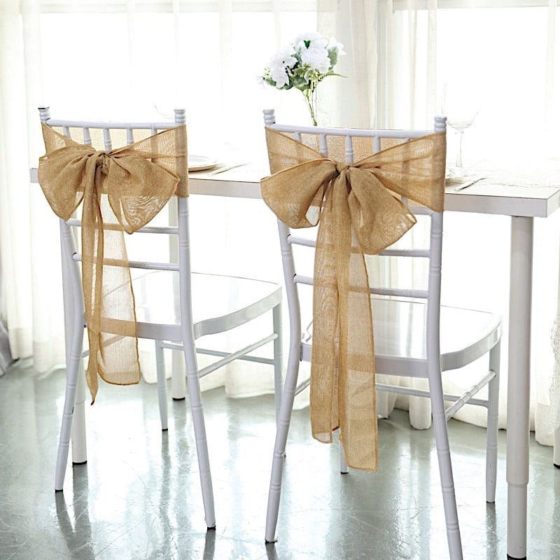 5 pcs 6x108 in Faux Burlap Chair Sashes