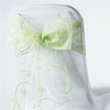 5 pcs Apple Green Embroidered Organza Chair Sashes