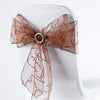 5 pcs Chocolate Brown Embroidered Organza Chair Sashes