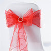 5 pcs Red Embroidered Organza Chair Sashes