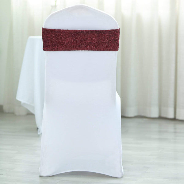 5 pcs Burgundy Metallic Spandex Chair Sashes