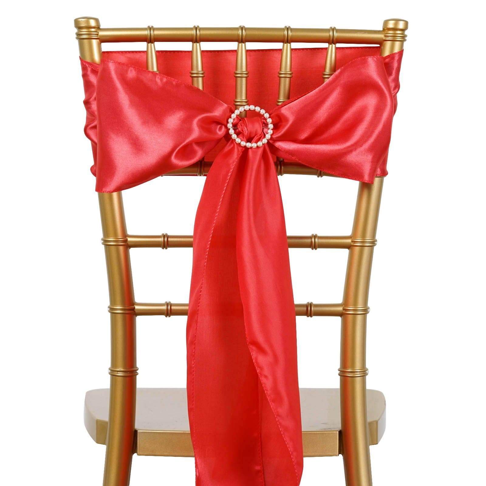 5 pcs Coral Satin Chair Sashes