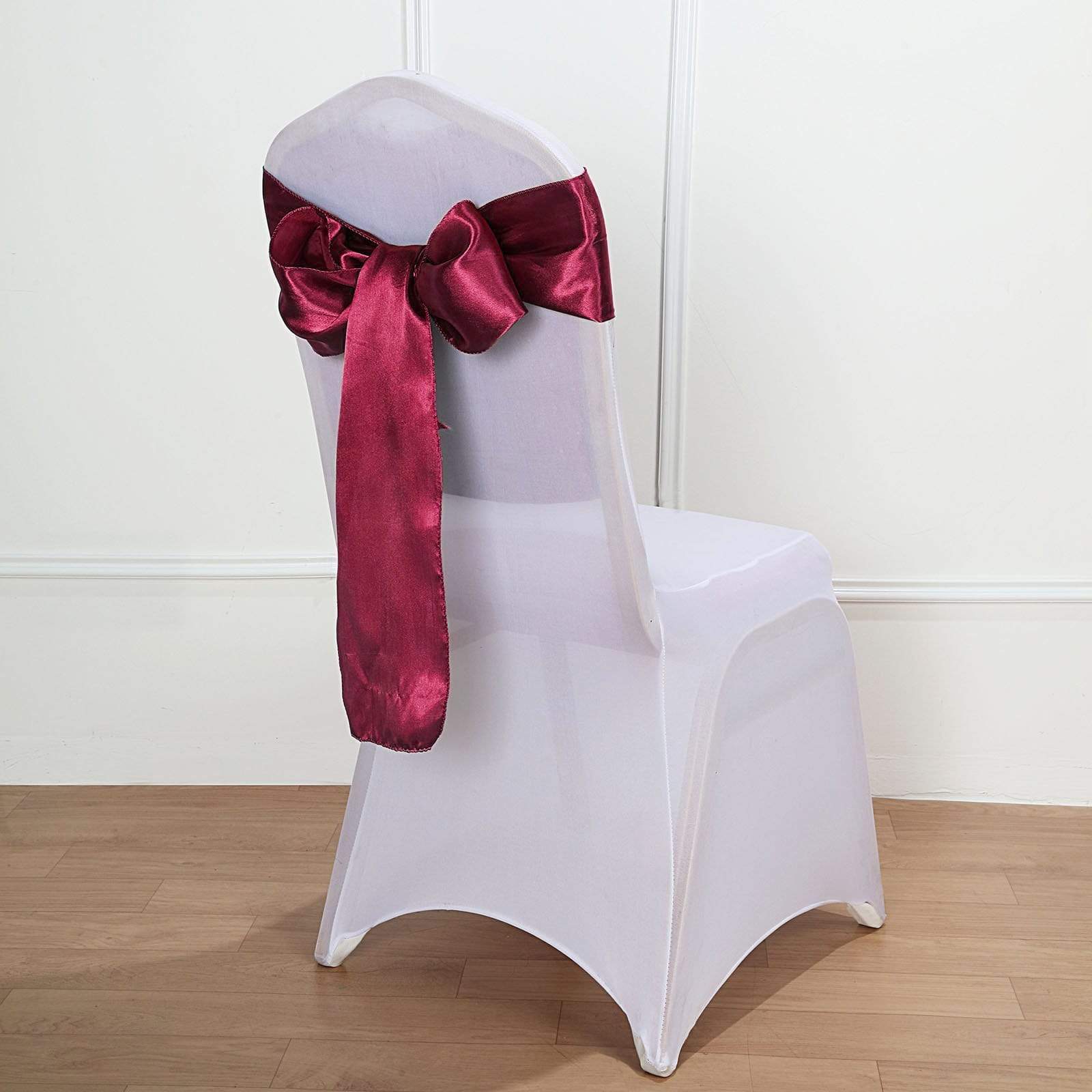 5 pcs Light Blue Satin Chair Sashes