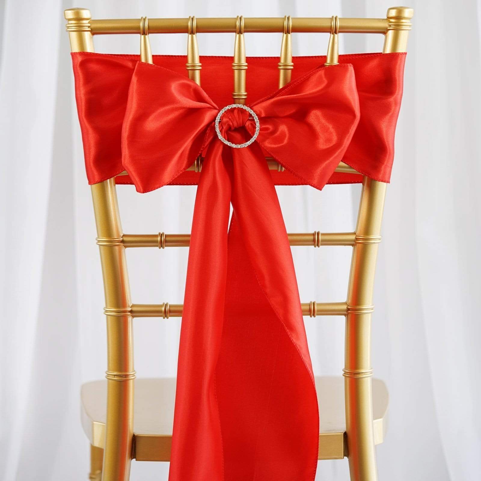 5 pcs Satin Chair Sashes Bows Ties Wedding Decorations