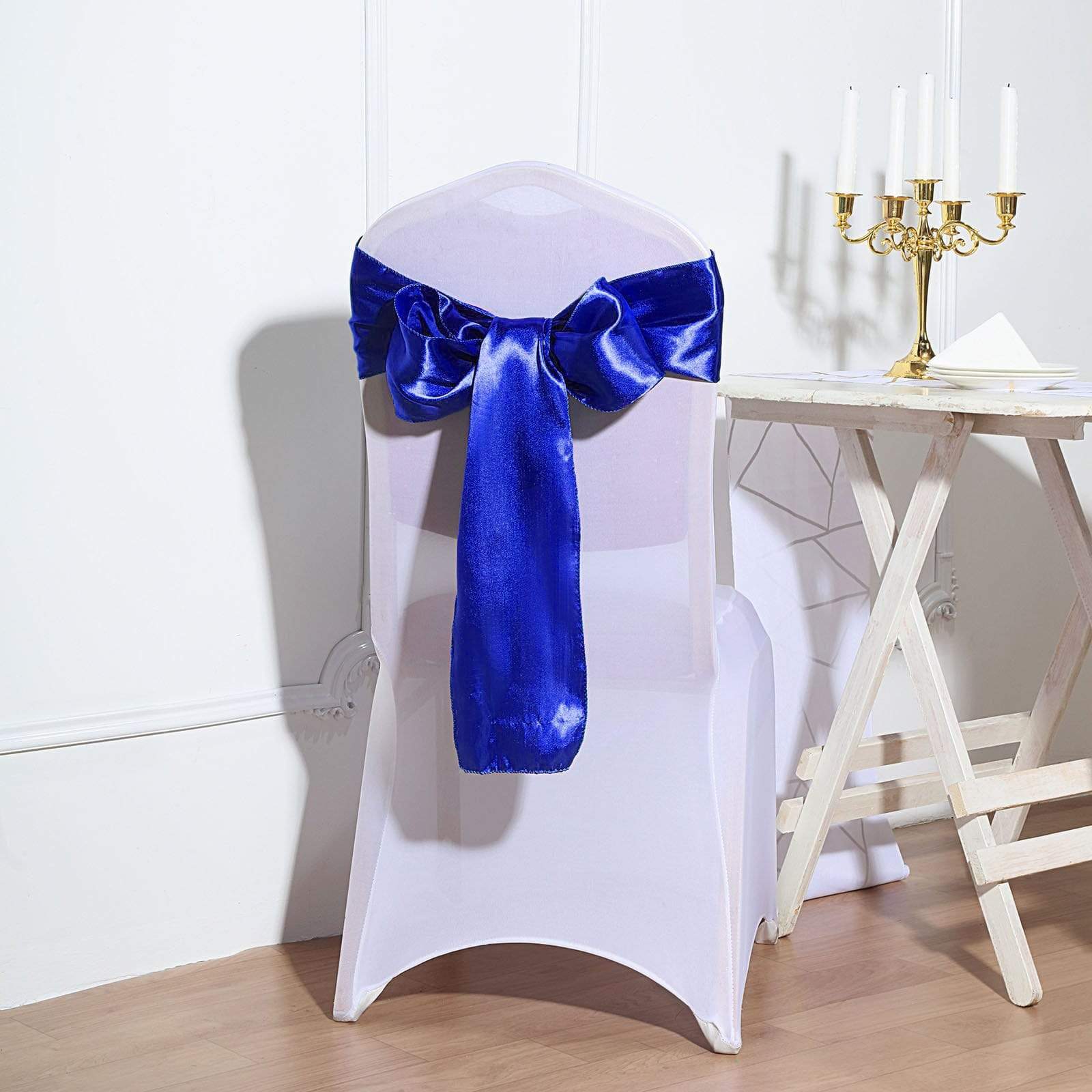 5 pcs Satin Chair Sashes Bows Ties Wedding Decorations