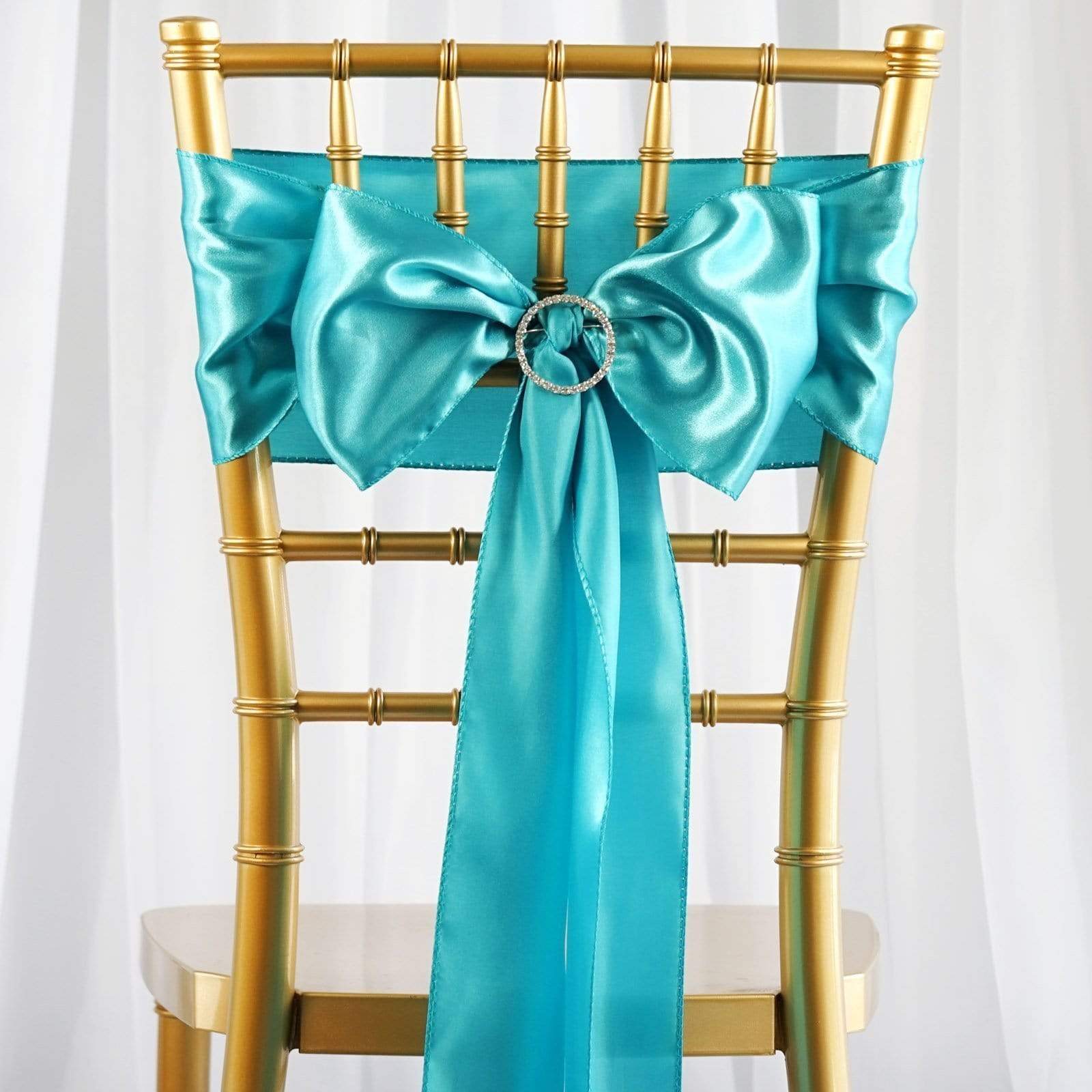 5 pcs Satin Chair Sashes Bows Ties Wedding Decorations