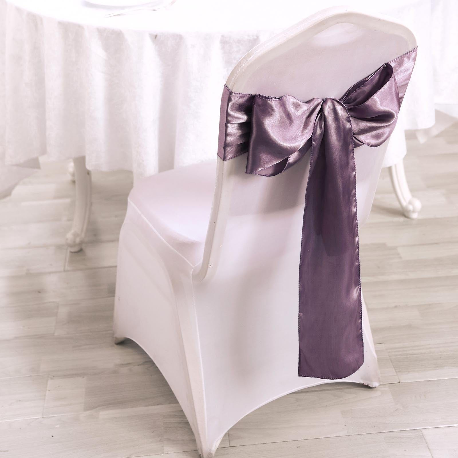 5 pcs Satin Chair Sashes Bows Ties Wedding Decorations