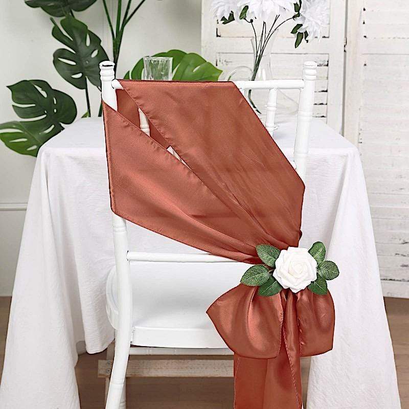 5 pcs Satin Chair Sashes Bows Ties Wedding Decorations