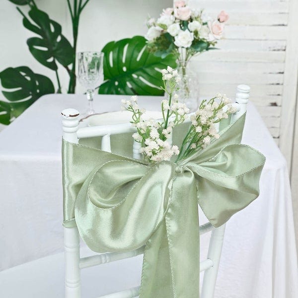 5 pcs Satin Chair Sashes Bows Ties Wedding Decorations