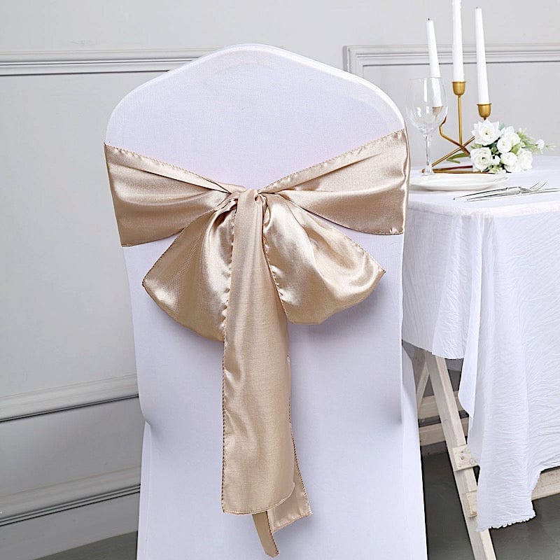 5 pcs Satin Chair Sashes Bows Ties Wedding Decorations