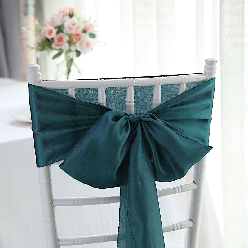 5 pcs Satin Chair Sashes Bows Ties Wedding Decorations