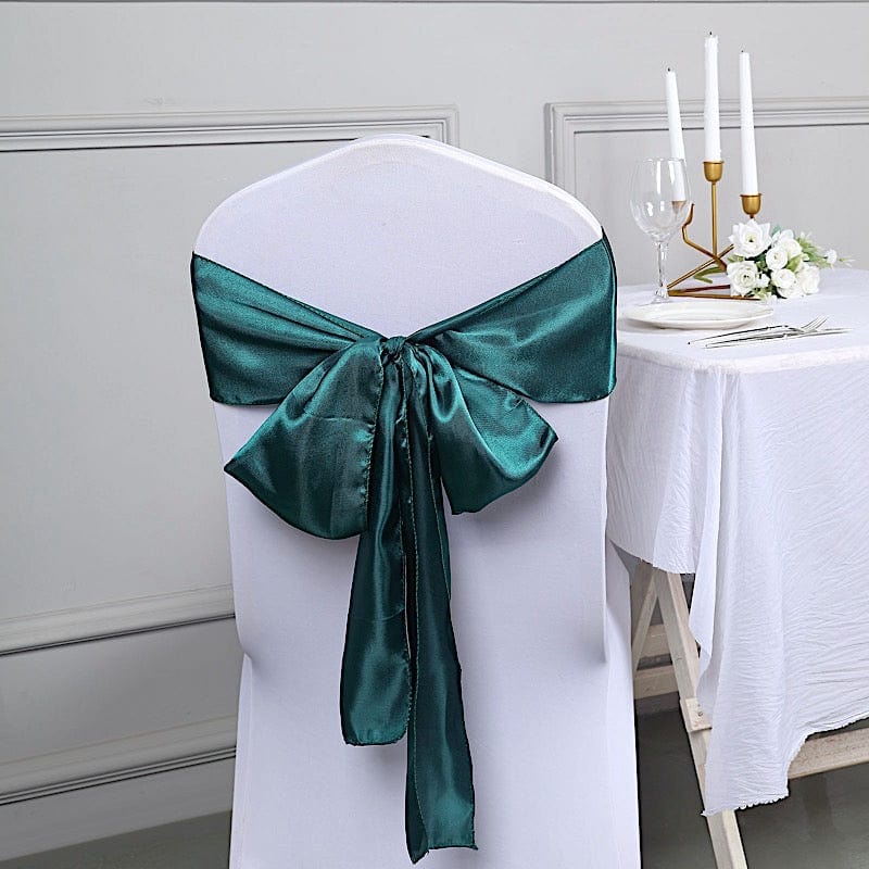 5 pcs Satin Chair Sashes Bows Ties Wedding Decorations