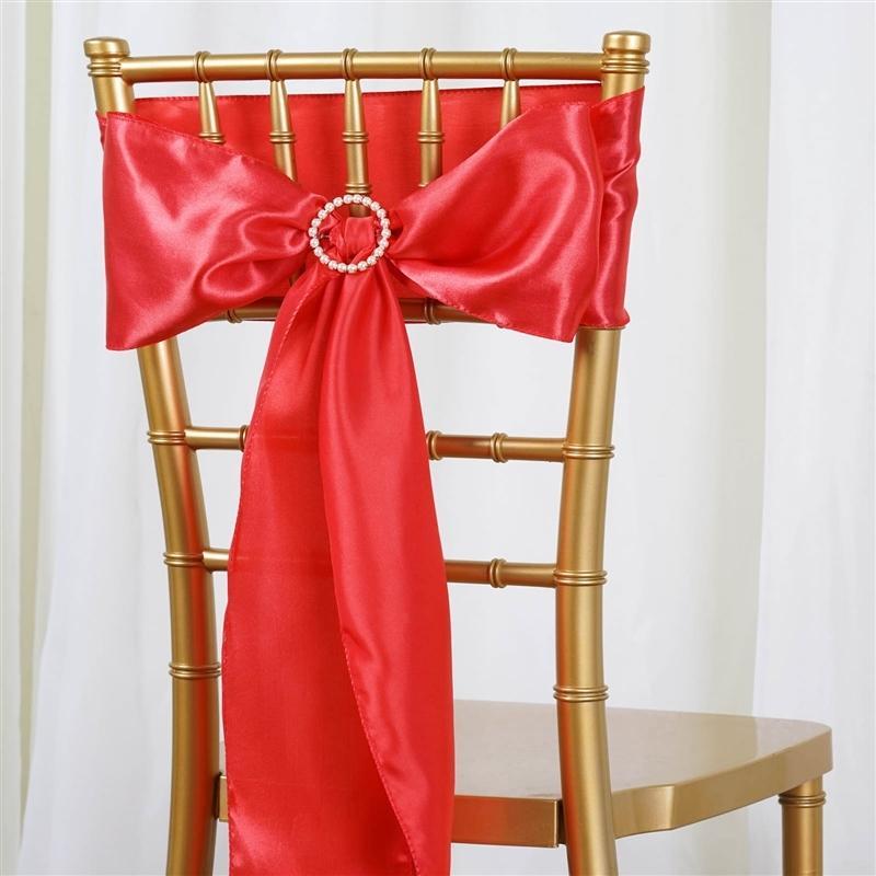 5 pcs Coral Satin Chair Sashes