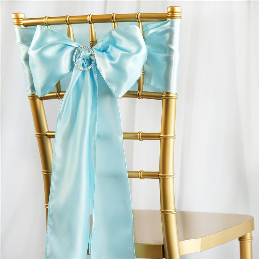 5 pcs Satin Chair Sashes Bows Ties Wedding Decorations