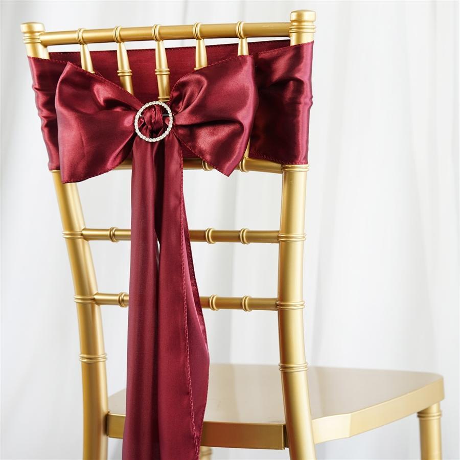 5 pcs Satin Chair Sashes Bows Ties Wedding Decorations