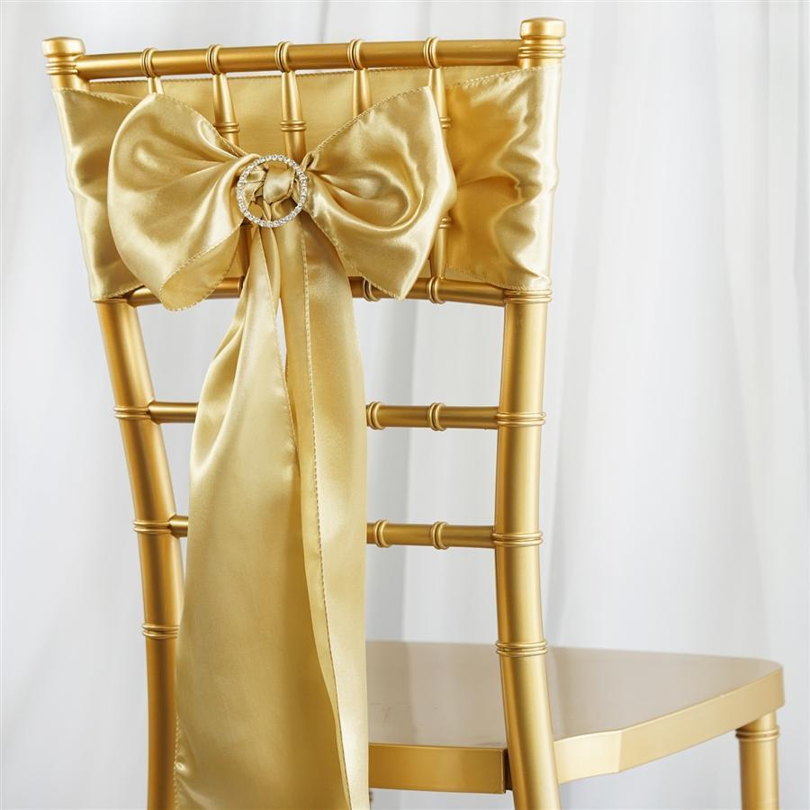 5 pcs Satin Chair Sashes Bows Ties Wedding Decorations