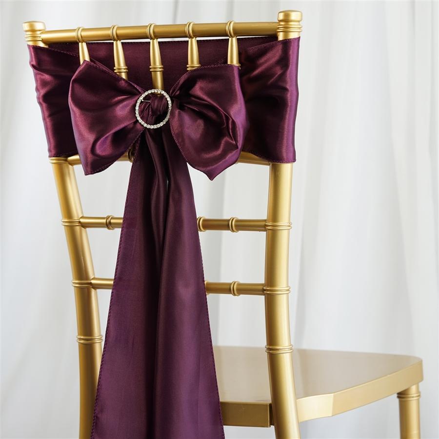 5 pcs Burgundy Satin Chair Sashes