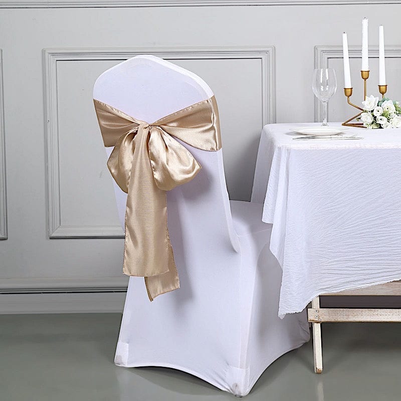 5 pcs Satin Chair Sashes Bows Ties Wedding Decorations