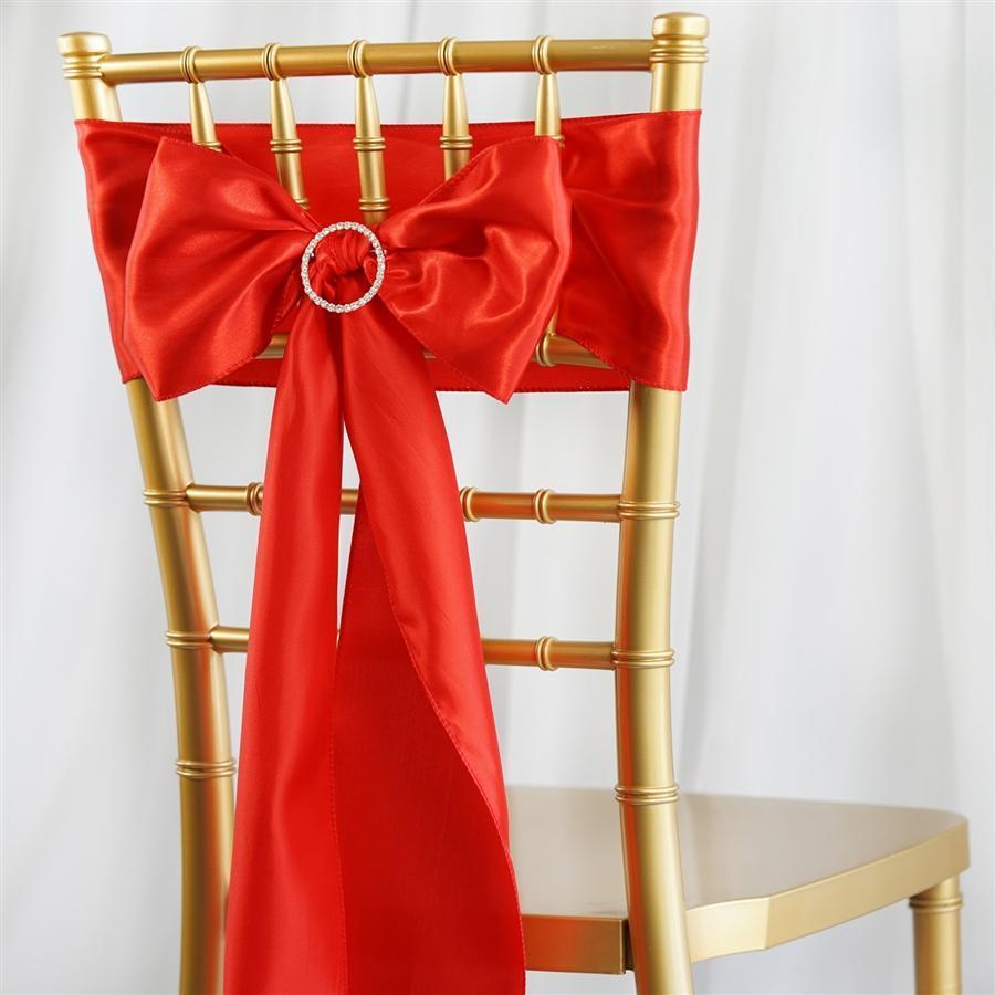 5 pcs Satin Chair Sashes Bows Ties Wedding Decorations