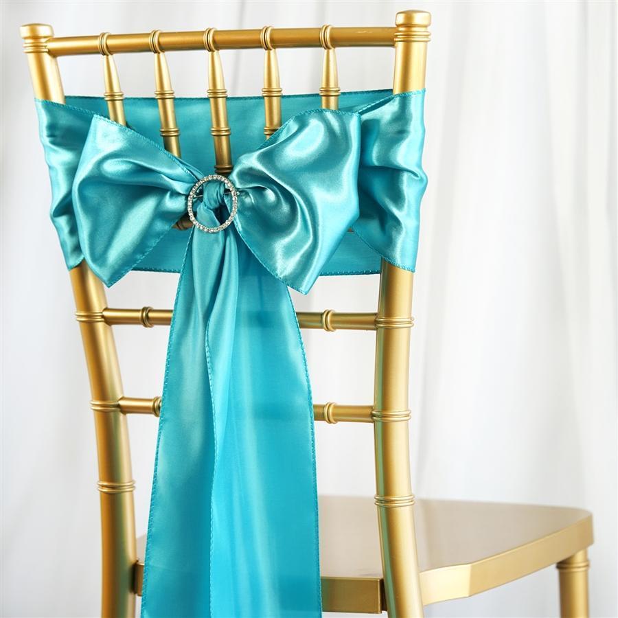 5 pcs Satin Chair Sashes Bows Ties Wedding Decorations