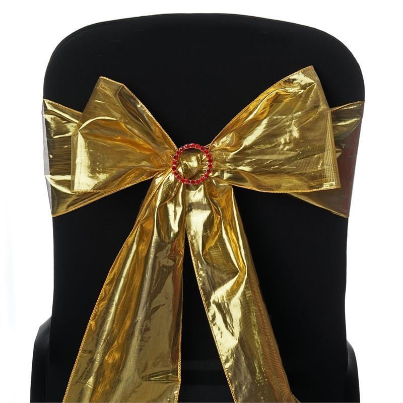 5 pcs Gold Shiny Metallic Tissue Lame Chair Sashes