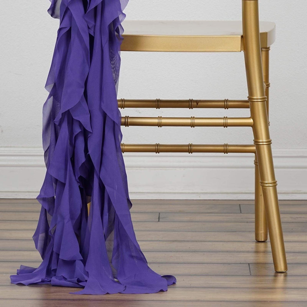 Purple Curly Chiffon Chair Sash