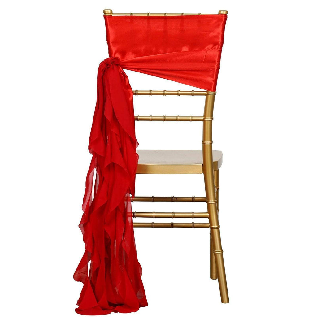 Red Curly Chiffon Chair Sash