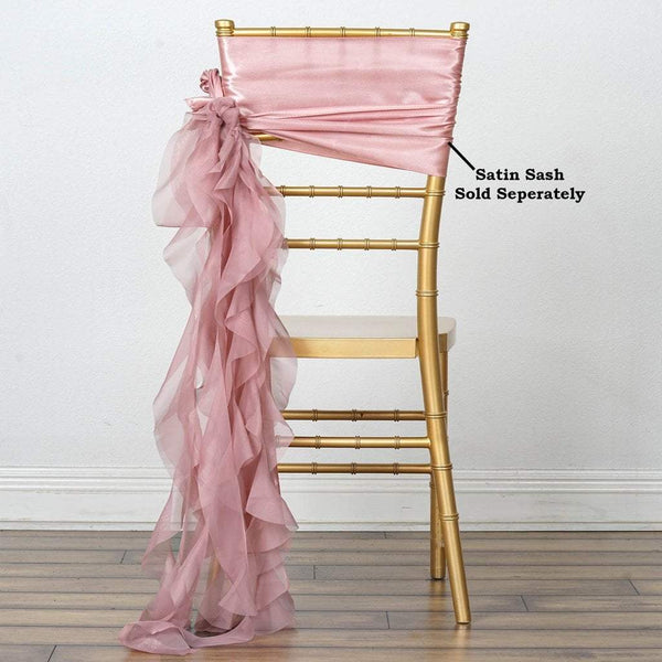 Dusty Rose Curly Chiffon Chair Sash