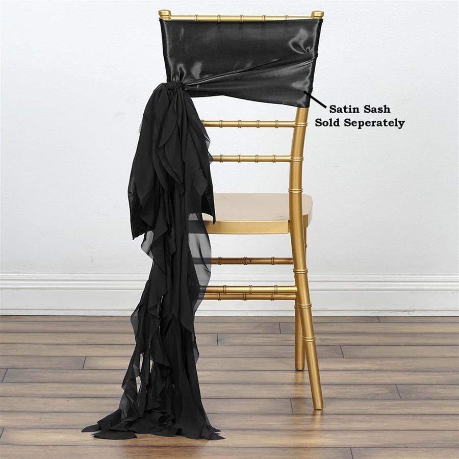 Black Curly Chiffon Chair Sash