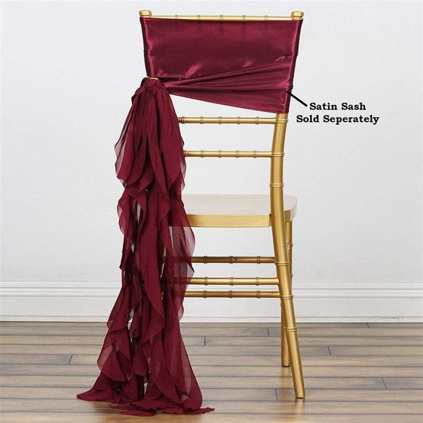 Burgundy Curly Chiffon Chair Sash