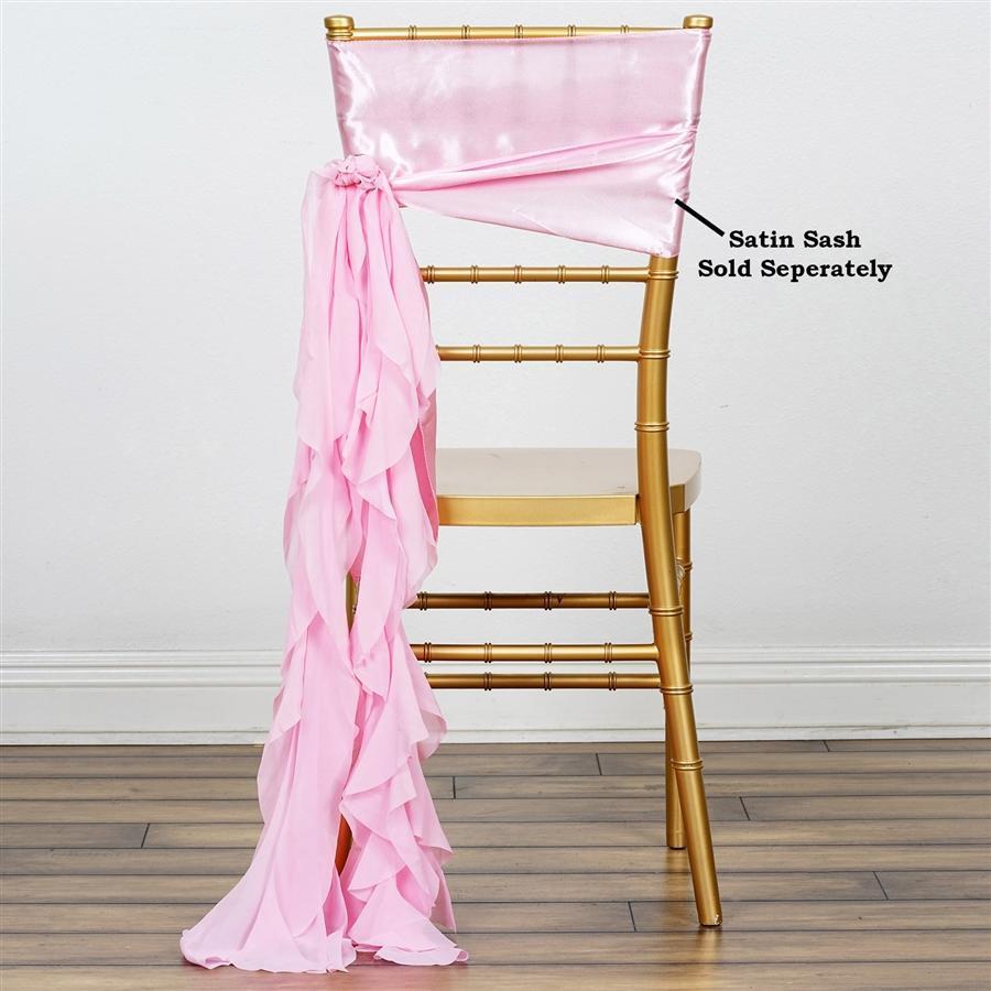 Pink Curly Chiffon Chair Sash