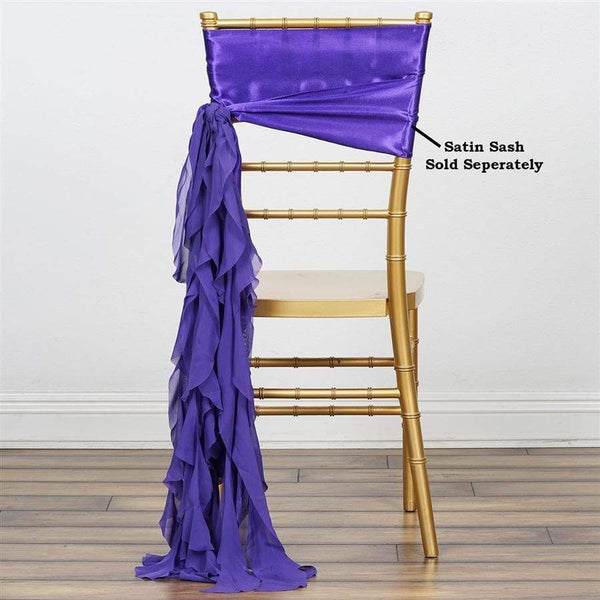 Purple Curly Chiffon Chair Sash