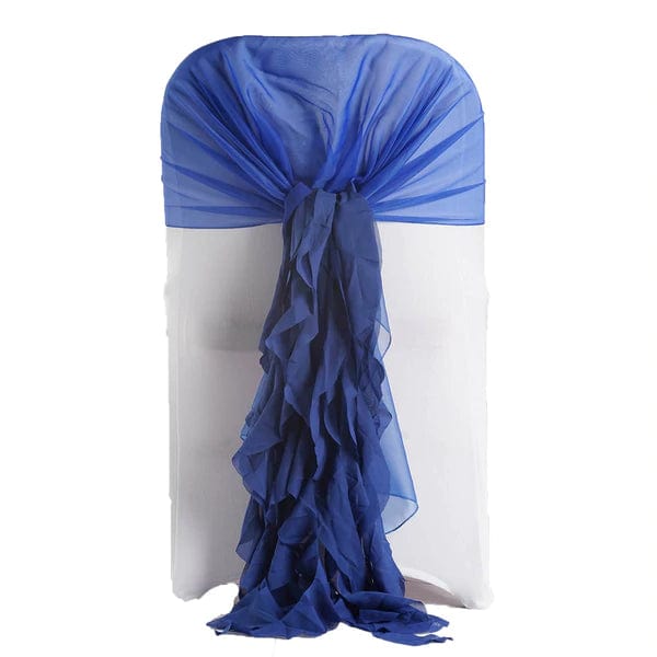 Premium Curly Chiffon Chair Cover Cap with Sashes