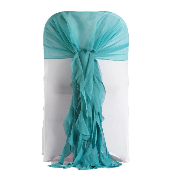 Premium Curly Chiffon Chair Cover Cap with Sashes