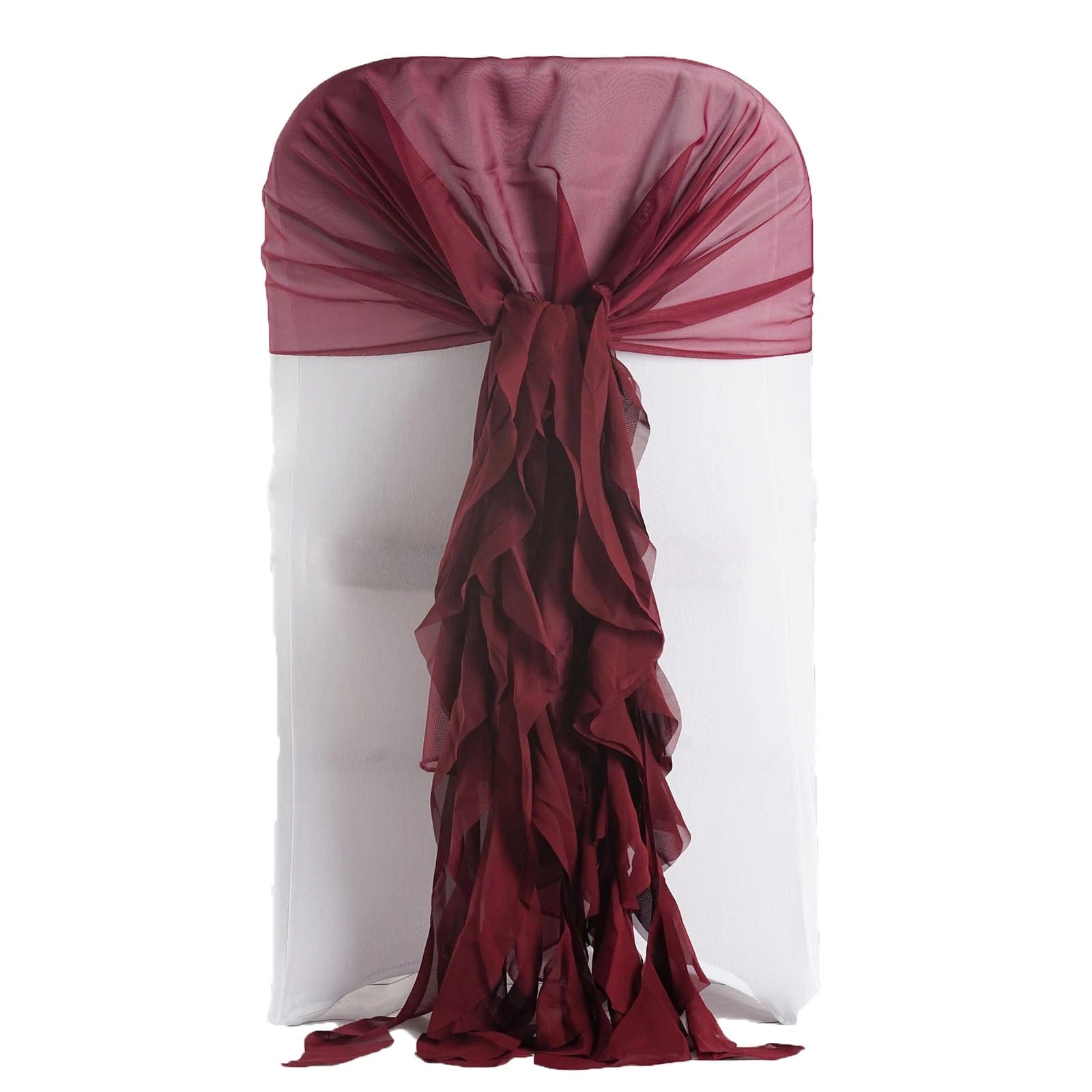 Premium Curly Chiffon Chair Cover Cap with Sashes