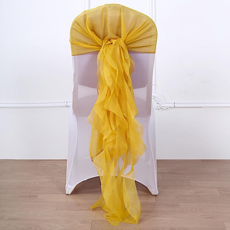 Premium Curly Chiffon Chair Cover Cap with Sashes